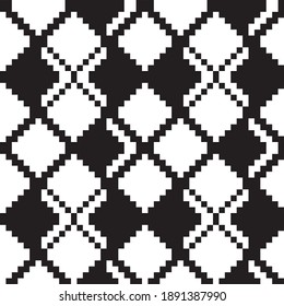 Argyle negro y blanco, con forma de diamante, fondo de patrón sin fisuras adecuado para la moda textil, de punto, gráficos