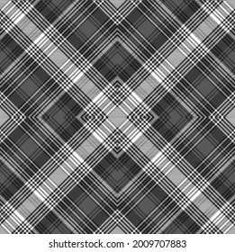 Black and White Argyle Plaid Tartan textured Seamless pattern design suitable for fashion textiles and graphics