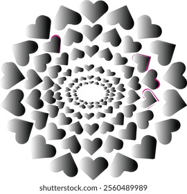 black and White around transform Love shape Shiloutee vector illustration design. 