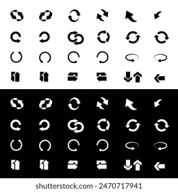conjunto de iconos de círculos de flecha en blanco y negro