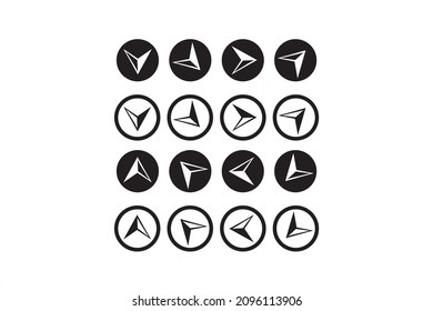Colección de flecha en blanco y negro.  Iconos planos para aplicaciones y sitios web.  plantillas