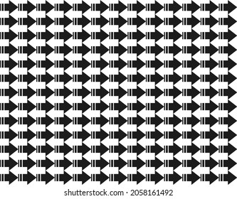 Black and white arrow effect seamless pattern background.