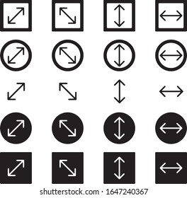 black and white arrow icon set Vector 