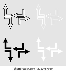 Black and White Arrow Icon. Arrow icon for your web design. Arrow icon illustration isolated vector sign symbol for your project. Flat design style. Vector Illustration on gray background