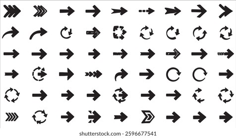 Black and white arrow icons set for web and design
