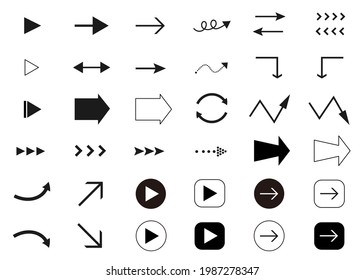 Black and white arrow illustration set