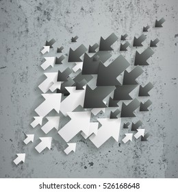 Black and White arrows on the concrete background. Eps 10 vector file.