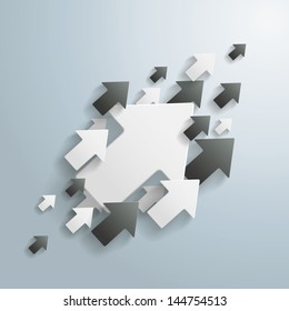 Black and white arrows on the grey background. Eps 10 vector file.