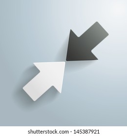Black and white arrows on the grey background. Eps 10 vector file.