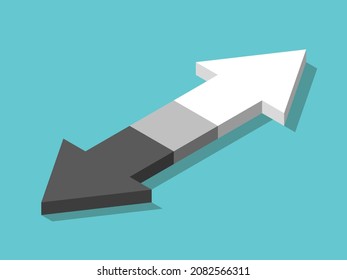 Black And White Arrows, Opposite Directions And Mediator. Mediation, Individuality, Separation And Relationship Concept. Flat Design. EPS 8 Vector Illustration, No Transparency, No Gradients