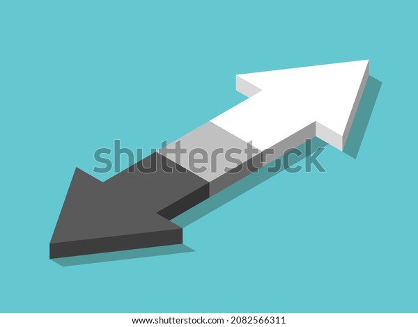 Black and white arrows, opposite directions and\
mediator. Mediation, individuality, separation and relationship\
concept. Flat design. EPS 8 vector illustration, no transparency,\
no gradients