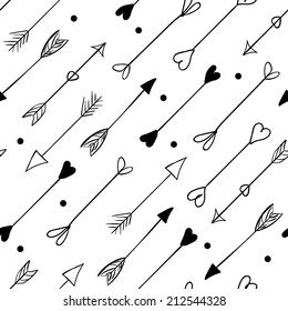 Black and white arrows seamless vector pattern