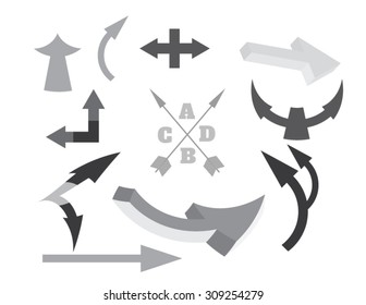 black white arrows set