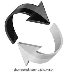 Black and white arrows set. Vector 3d illustration isolated on white background