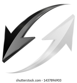 Black and white arrows set. Vector 3d illustration isolated on white background