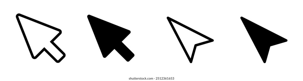Icono de cursor en forma de flecha en blanco y negro