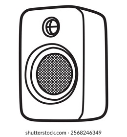 black and white art, box speaker vector image, plain loudspeaker