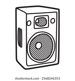 black and white art, box speaker vector image, simple loudspeaker