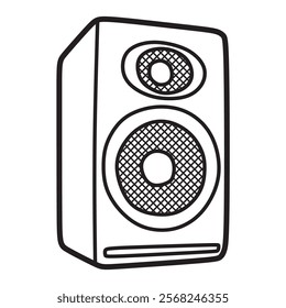 black and white art, box speaker vector image, two sound outputs