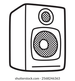 black and white art, box speaker vector image, one sound output