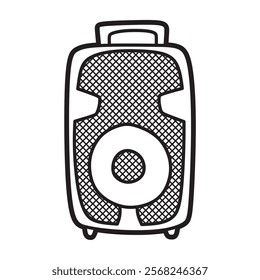 black and white art, box speaker vector image, loudspeaker with handle
