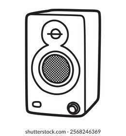 black and white art, box speaker vector image, plain loudspeaker with knob