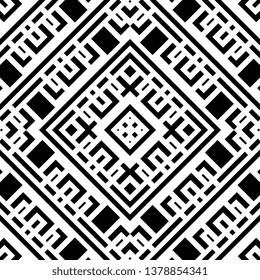 black and white Art Deco Abstract geometric pattern with stripes, lines, Seamless background Simple lattice graphic design