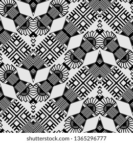 black and white Art Deco background texture. Vector illustration. Endless abstract seamless pattern