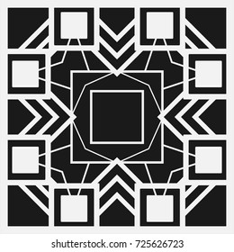 Black and white art deco ornamental background. Template for design. Vector illustration eps10