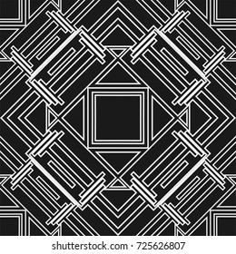 Black and white art deco ornamental background. Template for design. Vector illustration eps10