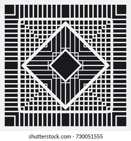 Black and white art deco ornamental background. Template for design. Vector illustration eps10