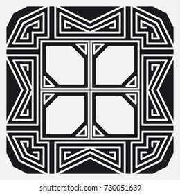 Black and white art deco ornamental background. Template for design. Vector illustration eps10