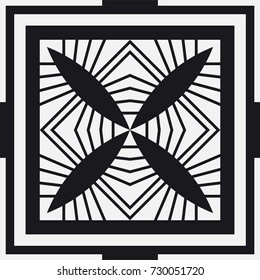 Black and white art deco ornamental background. Template for design. Vector illustration eps10