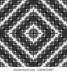 Black and white Art deco Pattern tile with mandala art. Oriental vector background. Ethnic textile. Perfect for printing on fabric or paper