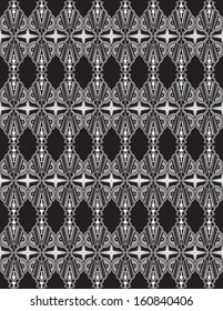 Black and White Art Deco Shape Repeat Pattern Wallpaper Vector