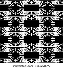 Black and white Art Deco Vector Seamless Floral Pattern ornate floral design