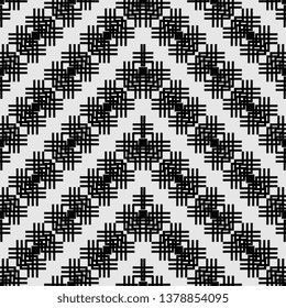black and white Art Deco Vector abstract seamless pattern, stylized pattern background, tiles pattern in white, gray and black colors