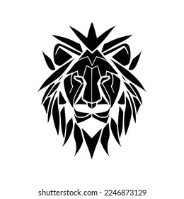 Black and white art of Lion, good use for symbol mascot icon avatar tattoo. A lion's head with a star on it's head, black and white, on a white background