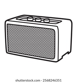 black and white art, long speaker vector image, simple loudspeaker