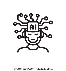 Black and white Artificial intelligence vector illustration on white background. Suitable for technology content design