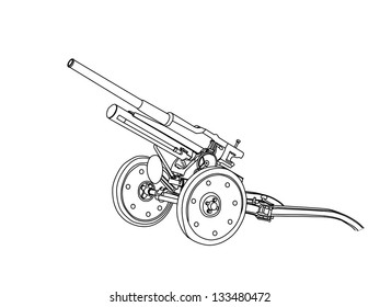 Black White Artillery Cannon 47mm Stock Vector (Royalty Free) 133480472 ...