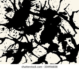 Black and white artistic paint splashes texture, horizontal format.
