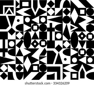 black and white artistic pattern of geometric shapes
