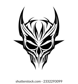 Black and white artistic skull logo. Can be used as tattoo.