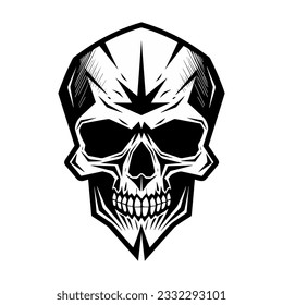 Black and white artistic skull logo. Can be used as tattoo.