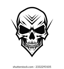 Black and white artistic skull logo. Can be used as tattoo.