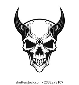 Black and white artistic skull logo. Can be used as tattoo.