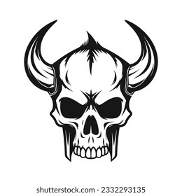 Black and white artistic skull logo. Can be used as tattoo.