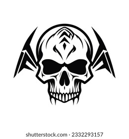 Black and white artistic skull logo. Can be used as tattoo.