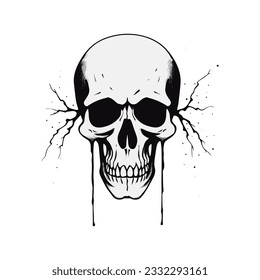 Black and white artistic skull logo. Can be used as tattoo.